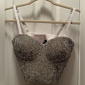 Windsor - Rhinestone Bustier, size small, white